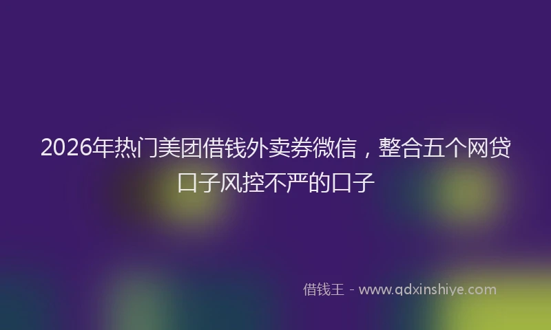 2026年热门美团借钱外卖券微信，整合五个网贷口子风控不严的口子