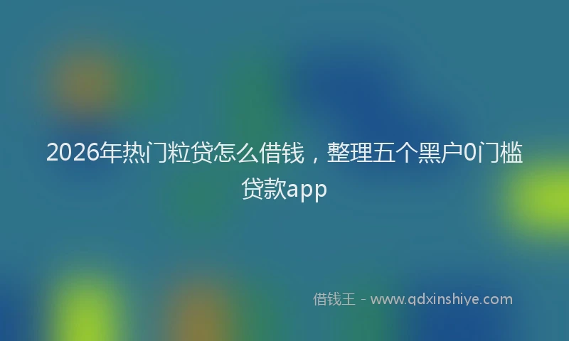 2026年热门粒贷怎么借钱，整理五个黑户0门槛贷款app