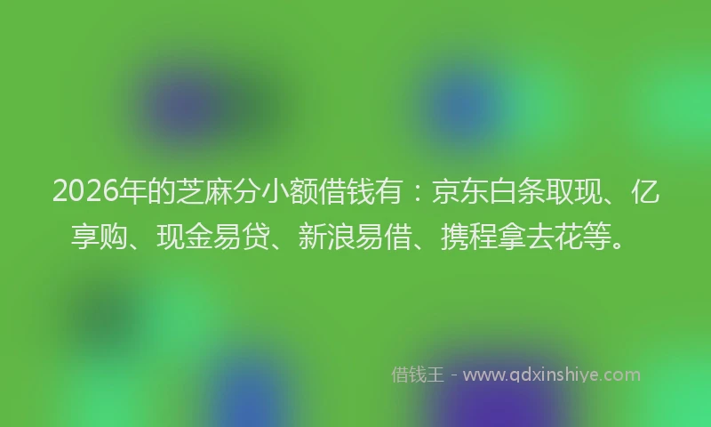2026年的芝麻分小额借钱有:京东白条取现、亿享购、现金易贷、新浪易借、携程拿去花等。
