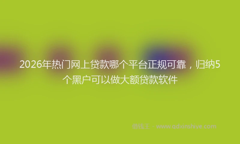 2026年热门网上贷款哪个平台正规可靠，归纳5个黑户可以做大额贷款软件