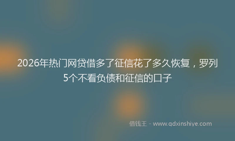 2026年热门网贷借多了征信花了多久恢复，罗列5个不看负债和征信的口子