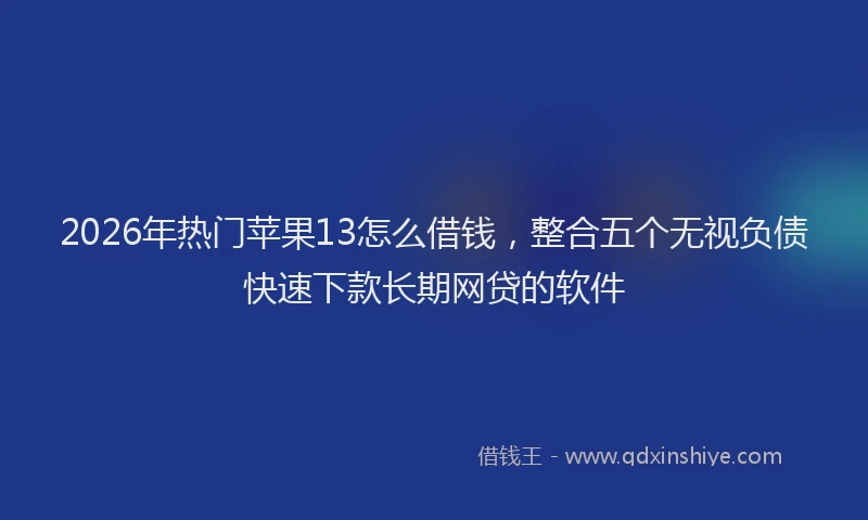 2026年热门苹果13怎么借钱，整合五个无视负债快速下款长期网贷的软件