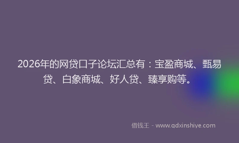 2026年的网贷口子论坛汇总有：宝盈商城、甄易贷、白象商城、好人贷、臻享购等。