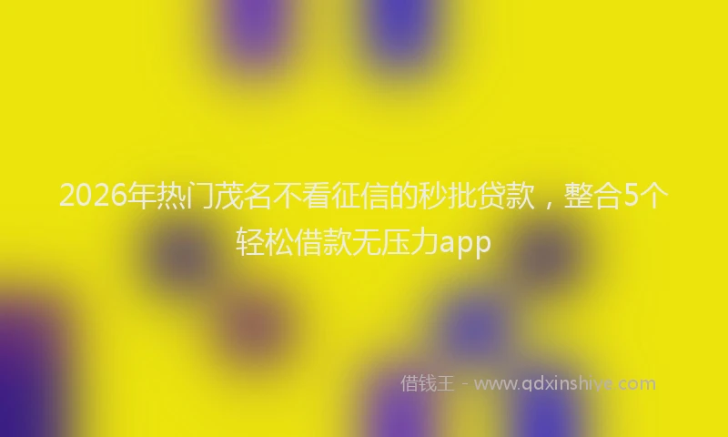 2026年热门茂名不看征信的秒批贷款，整合5个轻松借款无压力app