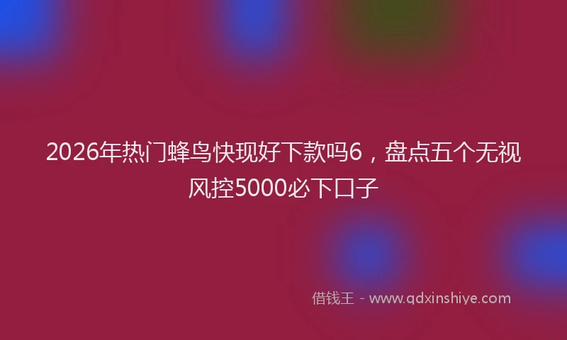 2026年热门蜂鸟快现好下款吗6，盘点五个无视风控5000必下口子