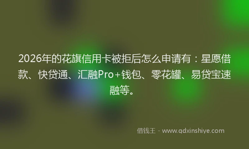 2026年的花旗信用卡被拒后怎么申请有:星愿借款、快贷通、汇融Pro+钱包、零花罐、易贷宝速融等。