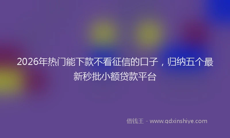 2026年热门能下款不看征信的口子，归纳五个最新秒批小额贷款平台
