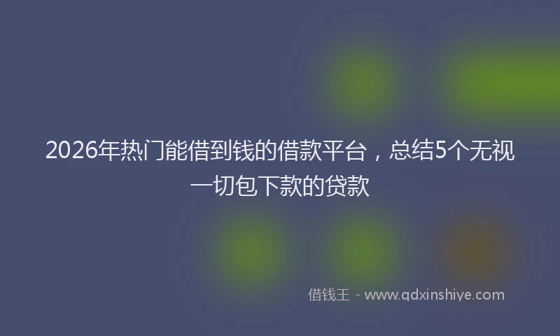 2026年热门能借到钱的借款平台，总结5个无视一切包下款的贷款