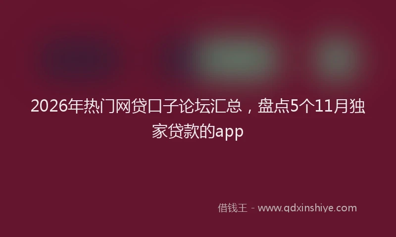 2026年热门网贷口子论坛汇总，盘点5个11月独家贷款的app