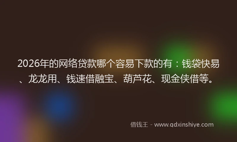 2026年的网络贷款哪个容易下款的有：钱袋快易、龙龙用、钱速借融宝、葫芦花、现金侠借等。