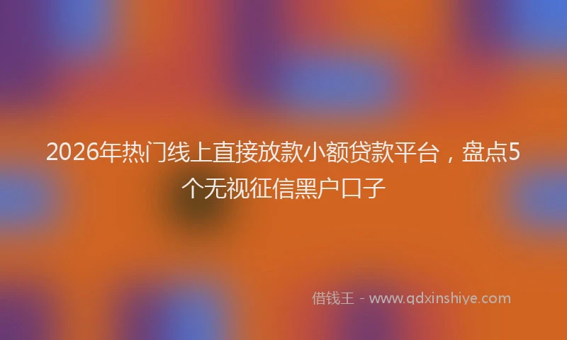 2026年热门线上直接放款小额贷款平台，盘点5个无视征信黑户口子