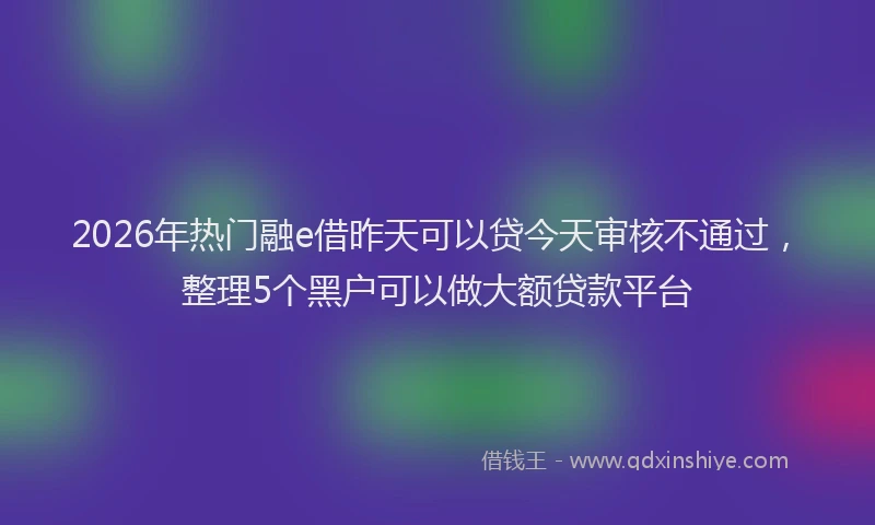 2026年热门融e借昨天可以贷今天审核不通过，整理5个黑户可以做大额贷款平台