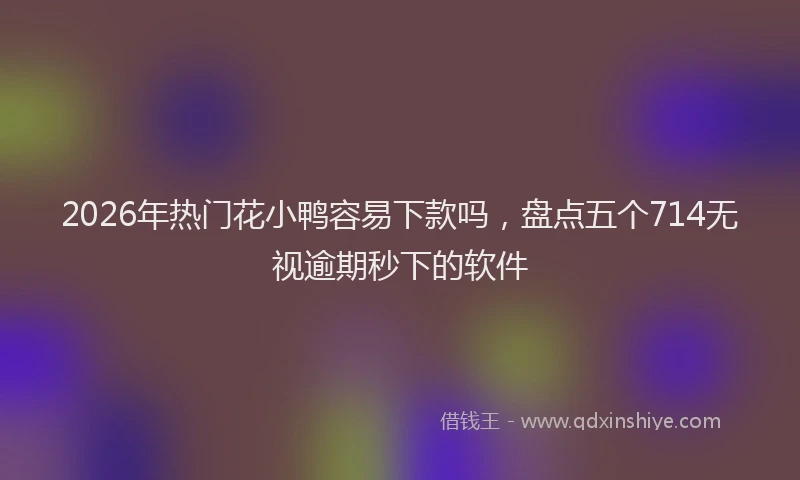 2026年热门花小鸭容易下款吗，盘点五个714无视逾期秒下的软件