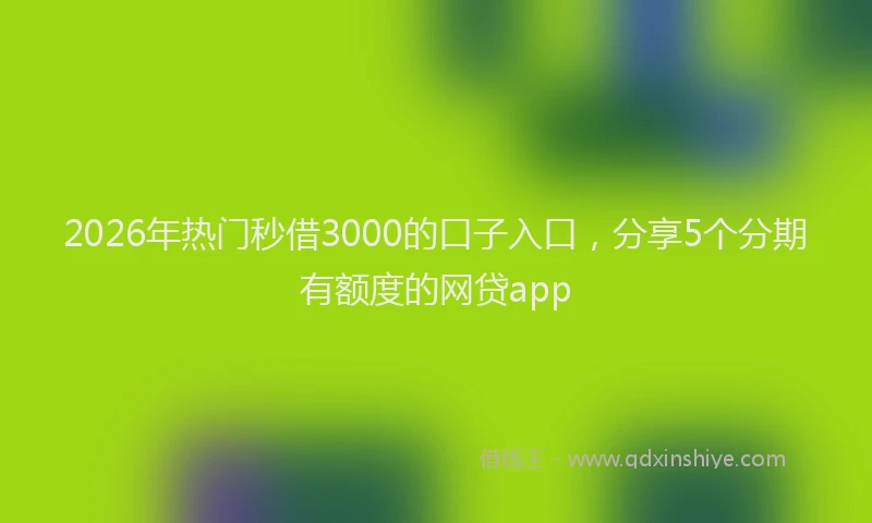2026年热门秒借3000的口子入口,分享5个分期有额度的网贷app
