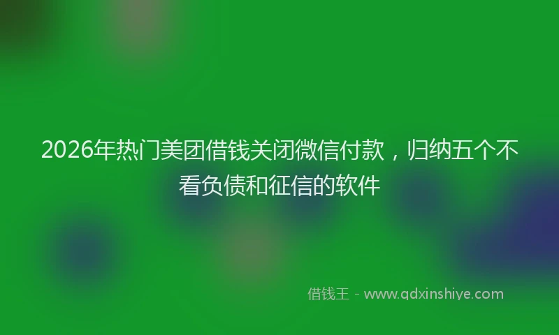 2026年热门美团借钱关闭微信付款，归纳五个不看负债和征信的软件