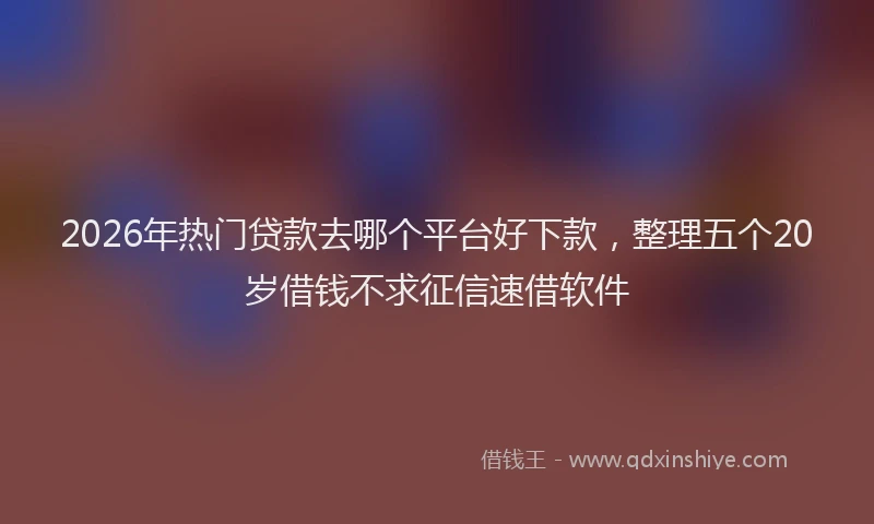 2026年热门贷款去哪个平台好下款,整理五个20岁借钱不求征信速借软件