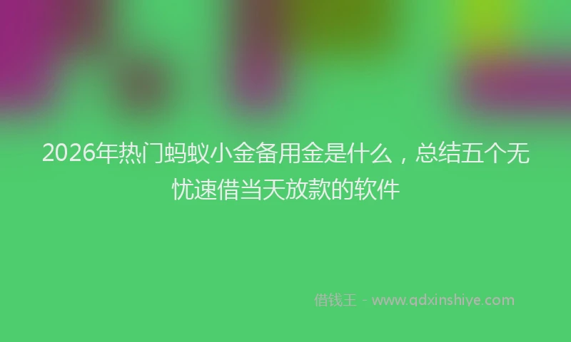 2026年热门蚂蚁小金备用金是什么，总结五个无忧速借当天放款的软件