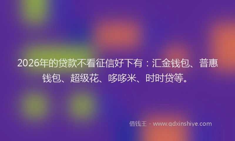 2026年的贷款不看征信好下有：汇金钱包、普惠钱包、超级花、哆哆米、时时贷等。