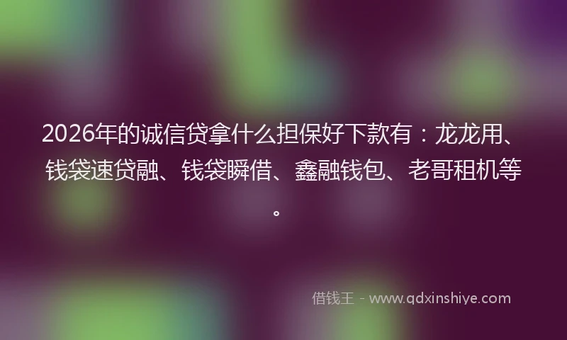 2026年的诚信贷拿什么担保好下款有：龙龙用、钱袋速贷融、钱袋瞬借、鑫融钱包、老哥租机等。