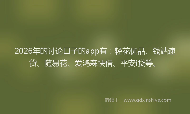2026年的讨论口子的app有：轻花优品、钱站速贷、随易花、爱鸿森快借、平安i贷等。