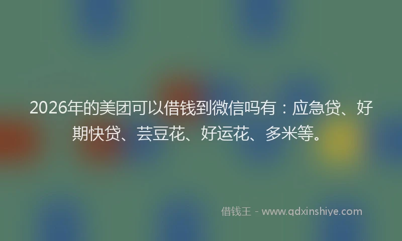 2026年的美团可以借钱到微信吗有：应急贷、好期快贷、芸豆花、好运花、多米等。