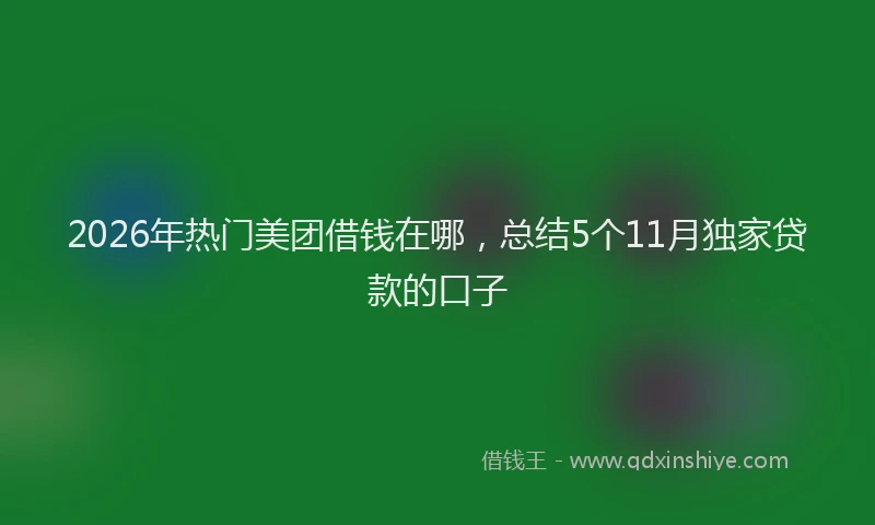 2026年热门美团借钱在哪，总结5个11月独家贷款的口子