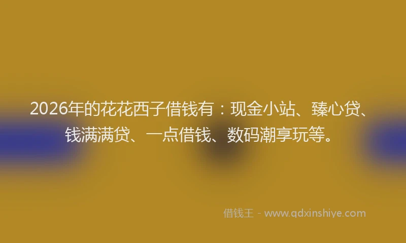 2026年的花花西子借钱有：现金小站、臻心贷、钱满满贷、一点借钱、数码潮享玩等。