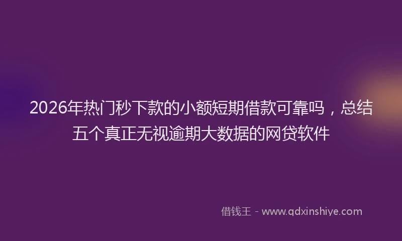 2026年热门秒下款的小额短期借款可靠吗，总结五个真正无视逾期大数据的网贷软件