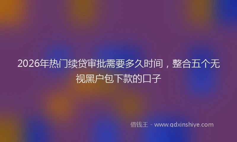 2026年热门续贷审批需要多久时间，整合五个无视黑户包下款的口子