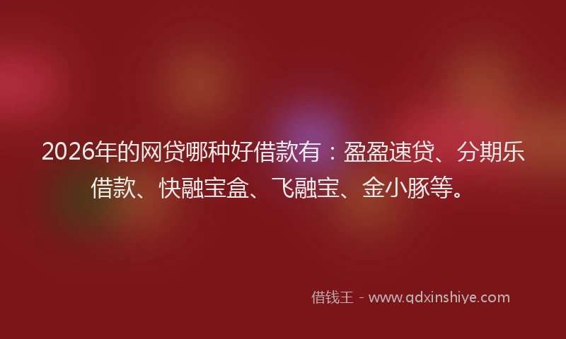 2026年的网贷哪种好借款有：盈盈速贷、分期乐借款、快融宝盒、飞融宝、金小豚等。