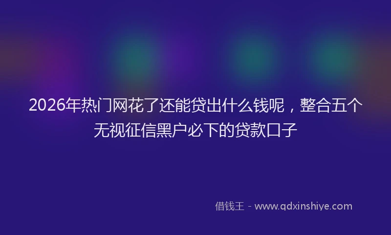 2026年热门网花了还能贷出什么钱呢，整合五个无视征信黑户必下的贷款口子