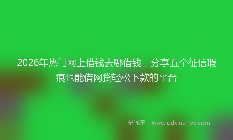 2026年热门网上借钱去哪借钱，分享五个征信瑕疵也能借网贷轻松下款的平台