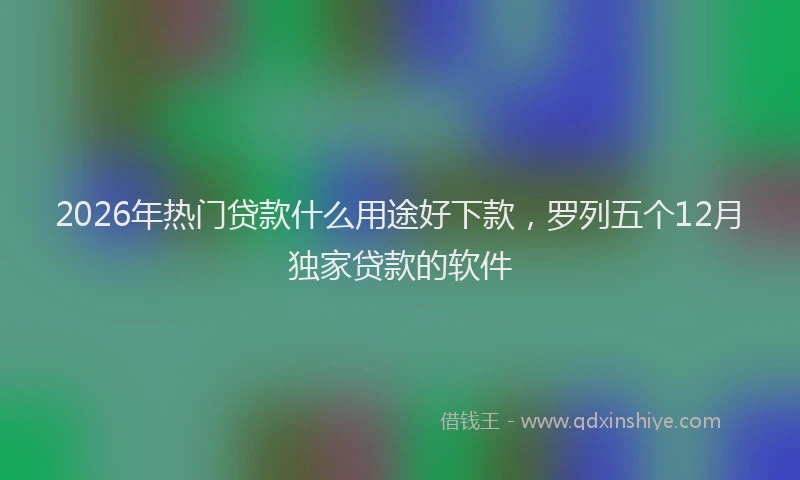 2026年热门贷款什么用途好下款，罗列五个12月独家贷款的软件