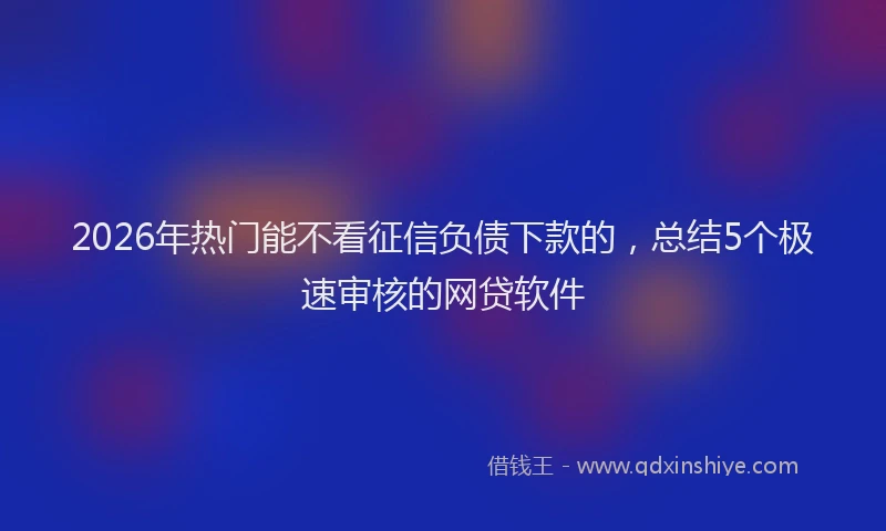 2026年热门能不看征信负债下款的，总结5个极速审核的网贷软件