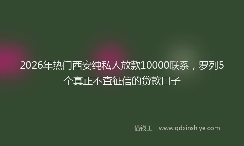 2026年热门西安纯私人放款10000联系，罗列5个真正不查征信的贷款口子