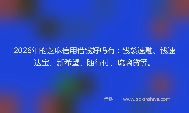 2026年的芝麻信用借钱好吗有:钱袋速融、钱速达宝、新希望、随行付、琉璃贷等。
