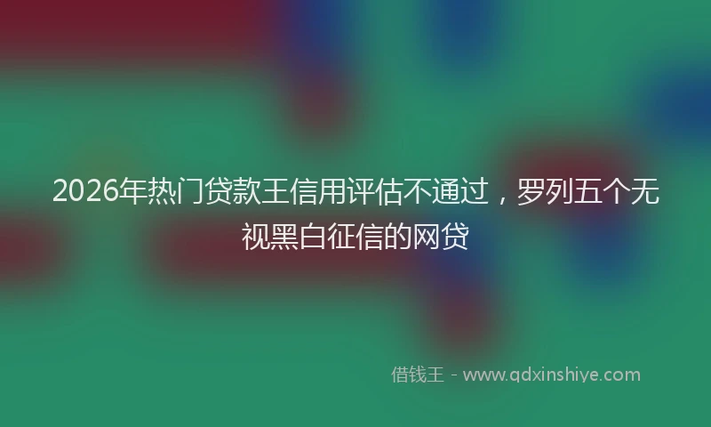 2026年热门贷款王信用评估不通过，罗列五个无视黑白征信的网贷