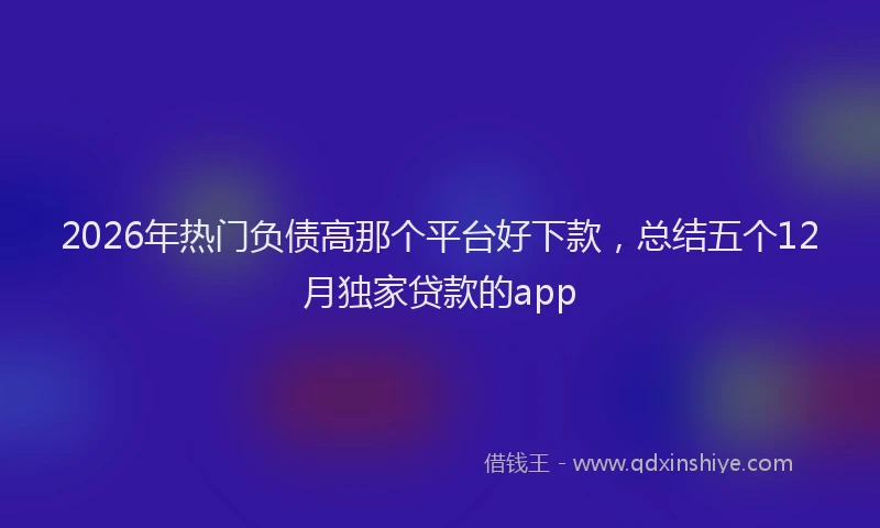 2026年热门负债高那个平台好下款，总结五个12月独家贷款的app