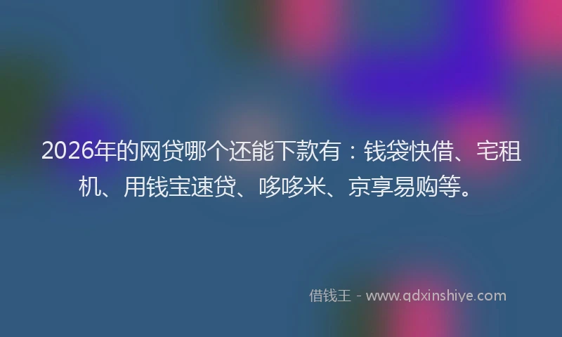 2026年的网贷哪个还能下款有:钱袋快借、宅租机、用钱宝速贷、哆哆米、京享易购等。