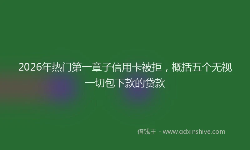 2026年热门第一章子信用卡被拒，概括五个无视一切包下款的贷款