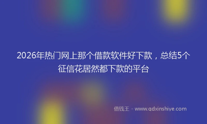 2026年热门网上那个借款软件好下款，总结5个征信花居然都下款的平台