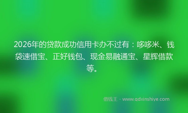 2026年的贷款成功信用卡办不过有：哆哆米、钱袋速借宝、正好钱包、现金易融通宝、星辉借款等。
