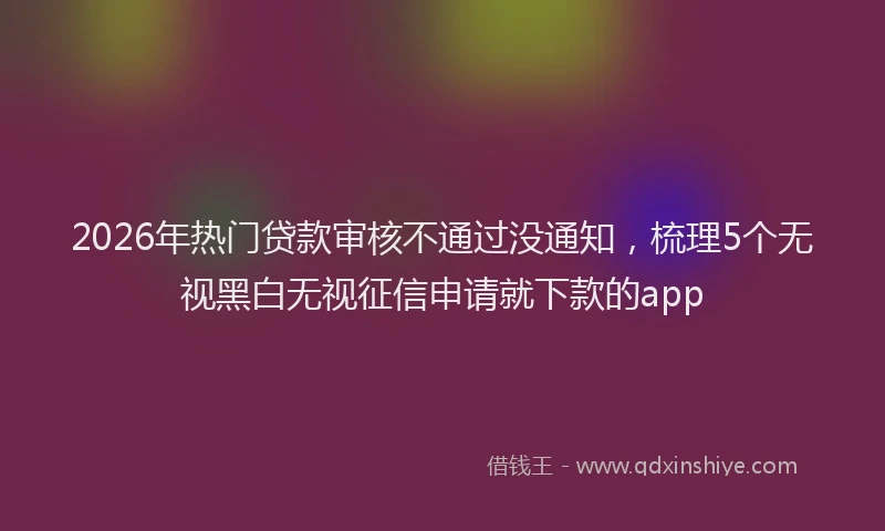 2026年热门贷款审核不通过没通知，梳理5个无视黑白无视征信申请就下款的app