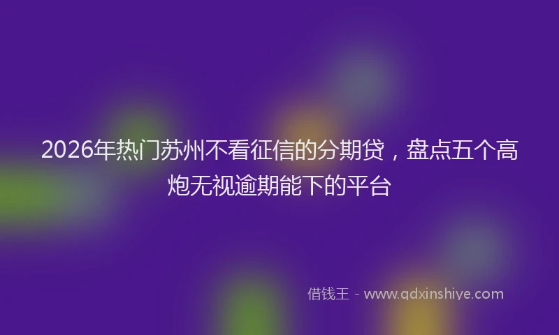 2026年热门苏州不看征信的分期贷，盘点五个高炮无视逾期能下的平台