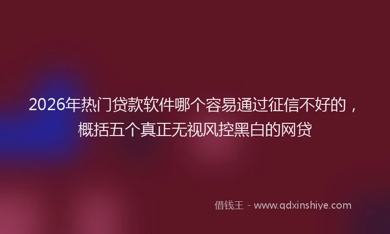 2026年热门贷款软件哪个容易通过征信不好的，概括五个真正无视风控黑白的网贷