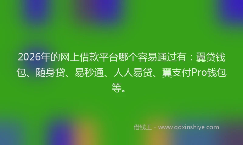2026年的网上借款平台哪个容易通过有：翼贷钱包、随身贷、易秒通、人人易贷、翼支付Pro钱包等。