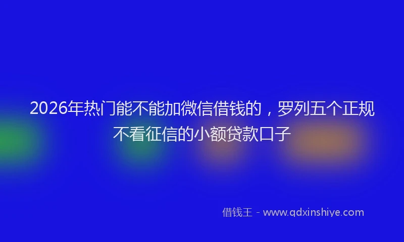 2026年热门能不能加微信借钱的，罗列五个正规不看征信的小额贷款口子