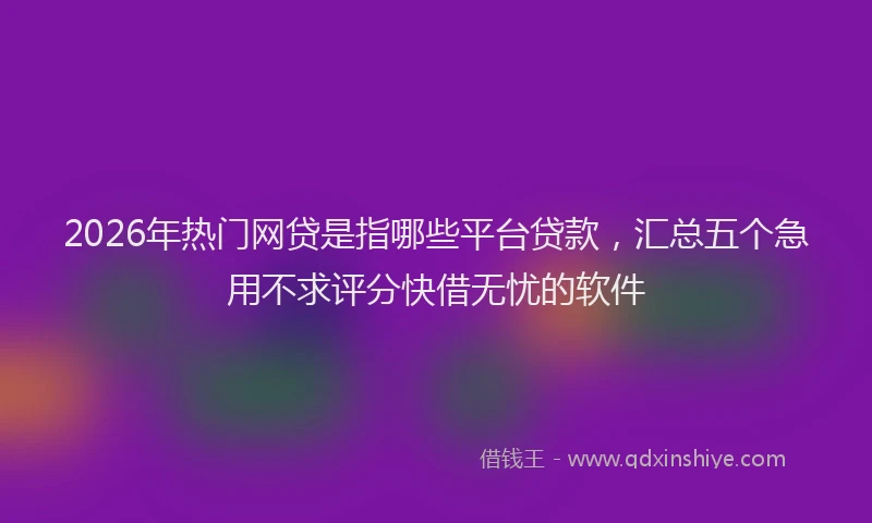2026年热门网贷是指哪些平台贷款，汇总五个急用不求评分快借无忧的软件