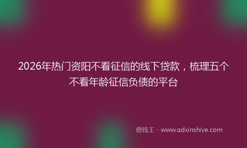 2026年热门资阳不看征信的线下贷款,梳理五个不看年龄征信负债的平台