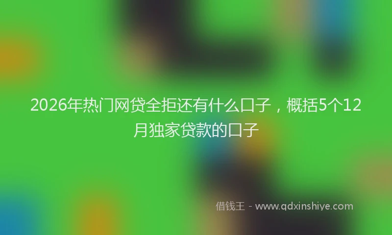2026年热门网贷全拒还有什么口子，概括5个12月独家贷款的口子